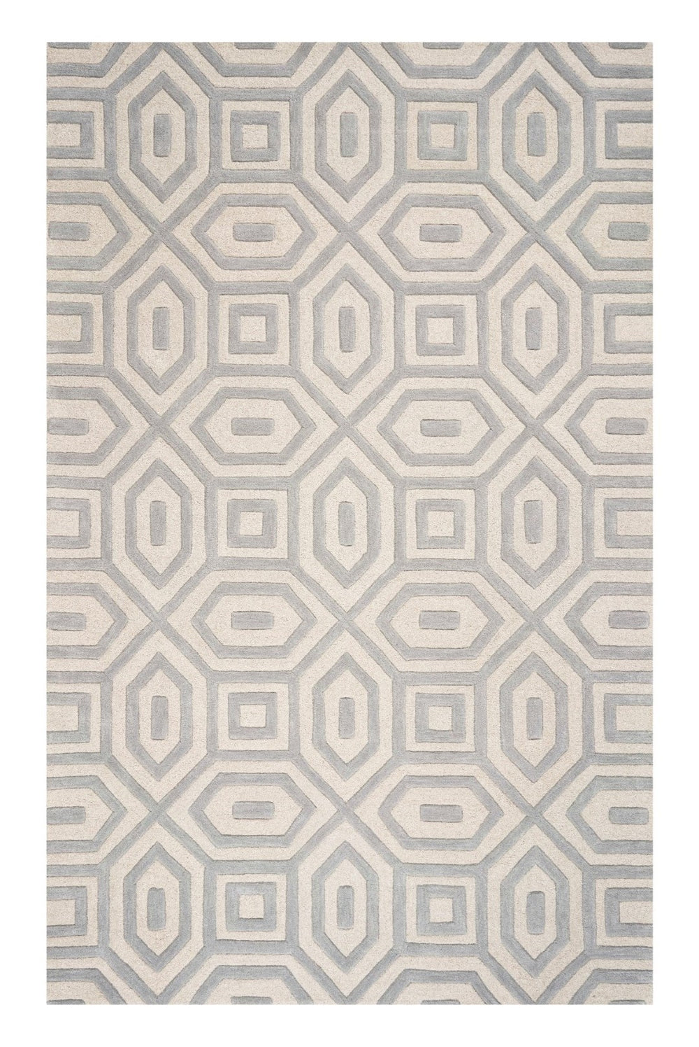 HomeRoots 8' Hand-Tufted Gray Wool Geometric Area Rug for Modern Elegance and Cozy Comfort in Your Home 5' X 8' 353103
