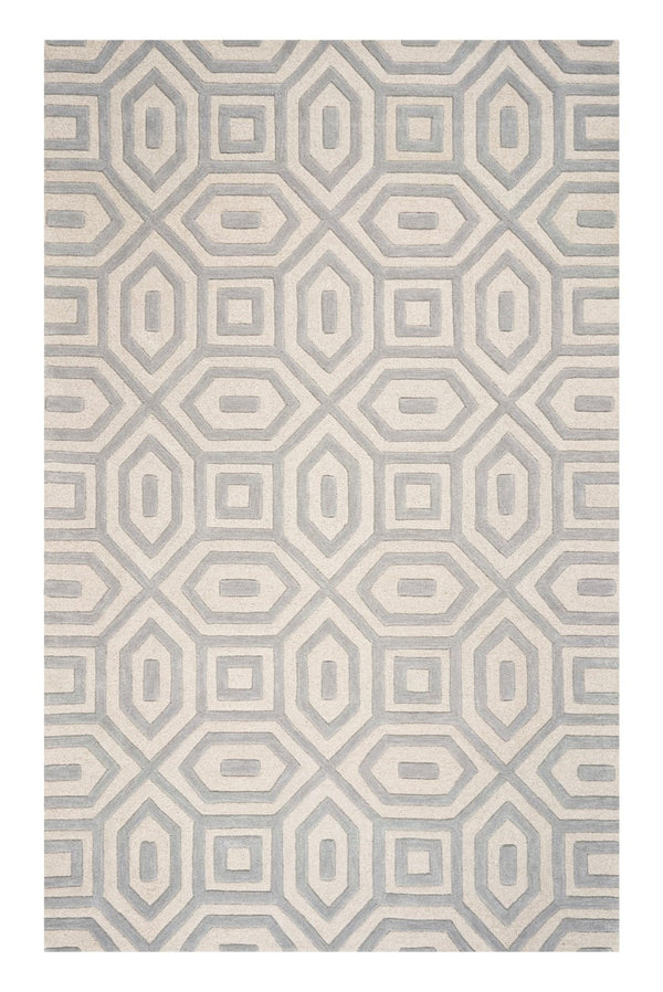 HomeRoots 8' Hand-Tufted Gray Wool Geometric Area Rug for Modern Elegance and Cozy Comfort in Your Home 5' X 8' 353103