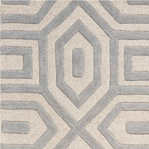 HomeRoots 8' Hand-Tufted Gray Wool Geometric Area Rug for Modern Elegance and Cozy Comfort in Your Home 5' X 8' 353103