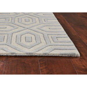 HomeRoots 8' Hand-Tufted Gray Wool Geometric Area Rug for Modern Elegance and Cozy Comfort in Your Home 5' X 8' 353103