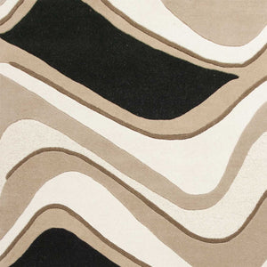 HomeRoots 5' Hand-Tufted Wool Area Rug in Abstract Beige, Ivory, and Black – Modern Comfort for Your Home 5" x 8" 353105