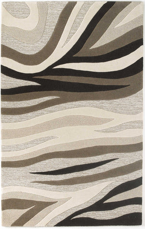 Homeroots 5' X 8' Natural Beige Hand Tufted Abstract Waves Indoor Area Rug  Wool 353107
