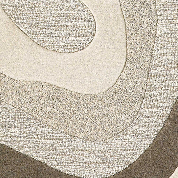 Homeroots 5' X 8' Natural Beige Hand Tufted Abstract Waves Indoor Area Rug  Wool 353107