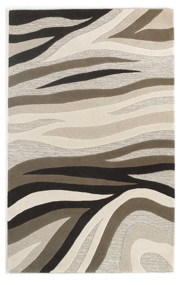 Homeroots 5' X 8' Natural Beige Hand Tufted Abstract Waves Indoor Area Rug  Wool 353107
