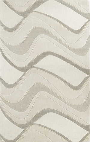 HomeRoots 7' Ivory and Gray Abstract Wool Runner Rug - Hand-Tufted, Soft Texture, Perfect for Hallways & Entryways 5' X 8' 353109