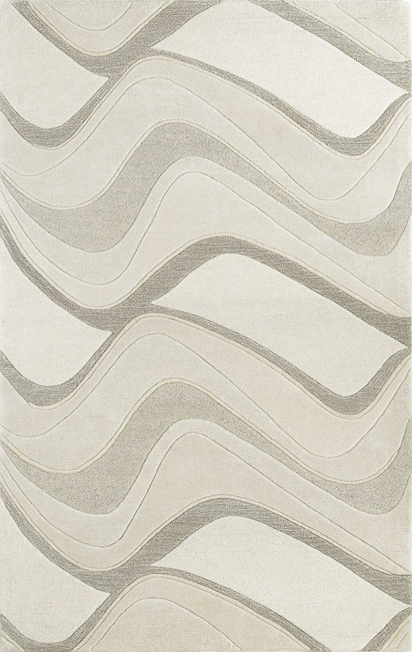 HomeRoots 7' Ivory and Gray Abstract Wool Runner Rug - Hand-Tufted, Soft Texture, Perfect for Hallways & Entryways 5' X 8' 353109