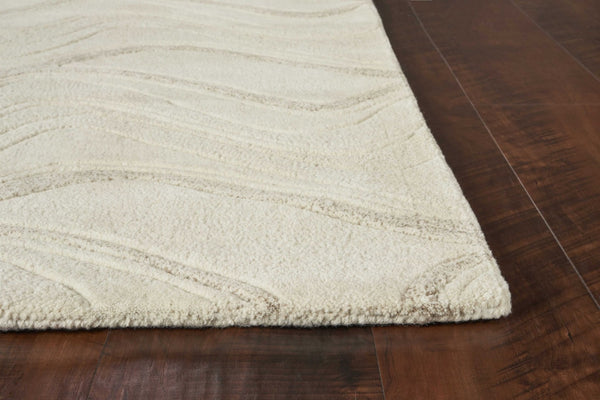 HomeRoots 7' Ivory and Gray Abstract Wool Runner Rug - Hand-Tufted, Soft Texture, Perfect for Hallways & Entryways 5' X 8' 353109