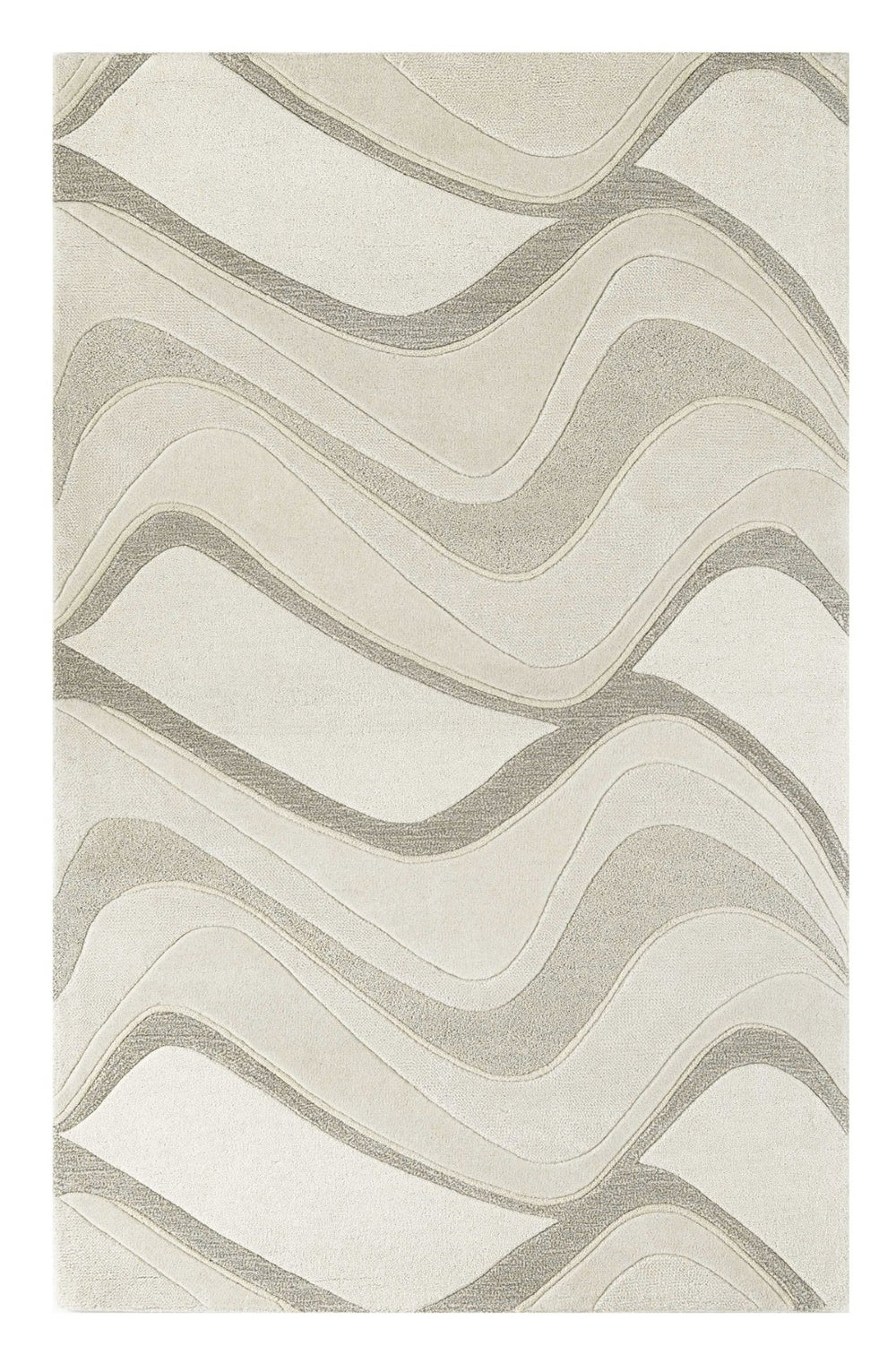HomeRoots 7' Ivory and Gray Abstract Wool Runner Rug - Hand-Tufted, Soft Texture, Perfect for Hallways & Entryways 5' X 8' 353109