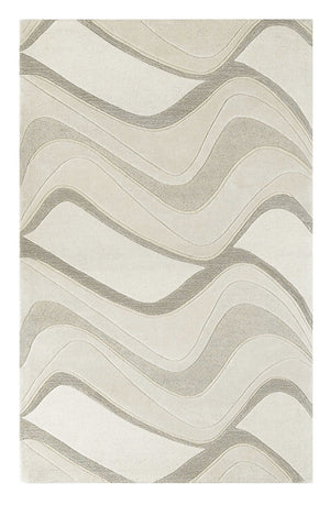 HomeRoots 7' Ivory and Gray Abstract Wool Runner Rug - Hand-Tufted, Soft Texture, Perfect for Hallways & Entryways 5' X 8' 353109