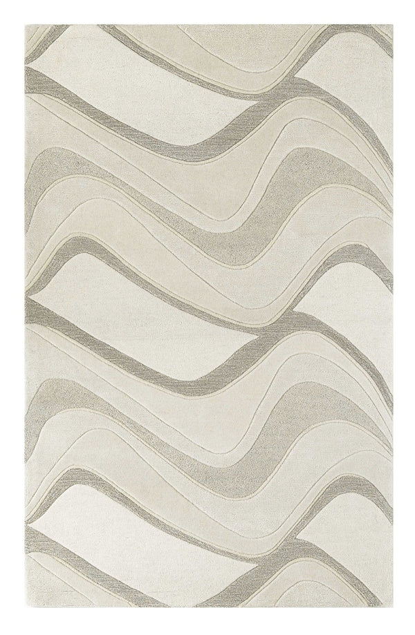 HomeRoots 7' Ivory and Gray Abstract Wool Runner Rug - Hand-Tufted, Soft Texture, Perfect for Hallways & Entryways 5' X 8' 353109