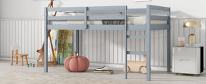 English Elm Solid Twin Loft Bed with Ladder and Reinforced Slats for Storage-Friendly, Space-Saving Bedrooms Grey W504P190928