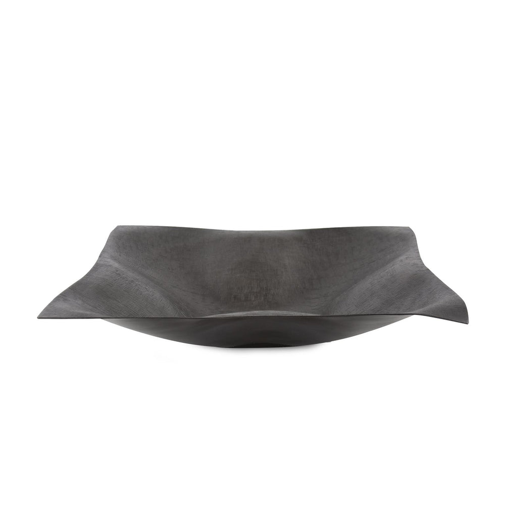 Howard Elliott Etched Crossways Wavy Edged Bowl - Handcrafted Accent Piece With Intricate Texture For Your Home Gray Aluminum 35313-howard-elliott