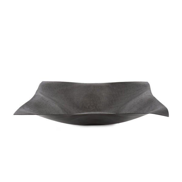 Howard Elliott Etched Crossways Wavy Edged Bowl - Handcrafted Accent Piece With Intricate Texture For Your Home Gray Aluminum 35313-howard-elliott