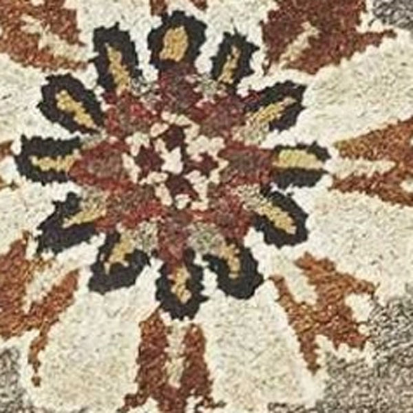 HomeRoots 8' Timeless Gray Brown Ivory Floral Medallion Hand-Tufted Area Rug in New Zealand Lambs Wool 5' X 8' 353133