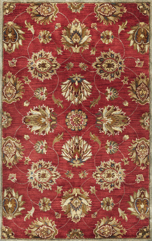 Homeroots 5' X 8' Red Hand Tufted Traditional Floral Indoor Area Rug  Wool 353134