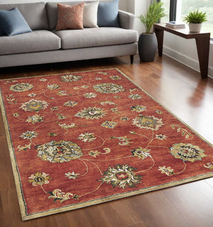 Homeroots 5' X 8' Sienna Floral Vine Wool Indoor Area Rug  Wool 353138
