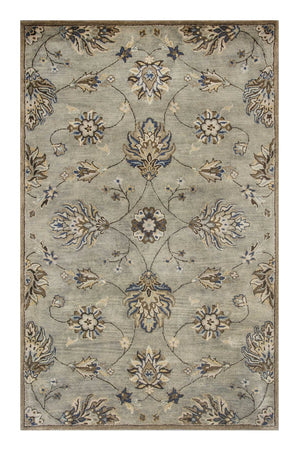 HomeRoots 8' Hand-Tufted Wool Floral Area Rug in Gray, Ivory & Brown - Elegant Design for Timeless Décor 5' X 8' 353141
