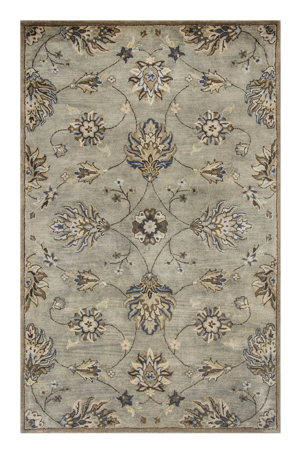 HomeRoots 8' Hand-Tufted Wool Floral Area Rug in Gray, Ivory & Brown - Elegant Design for Timeless Décor 5' X 8' 353141