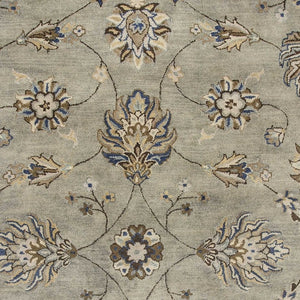 HomeRoots 8' Hand-Tufted Wool Floral Area Rug in Gray, Ivory & Brown - Elegant Design for Timeless Décor 5' X 8' 353141