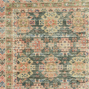 HomeRoots 5' Hand-Woven Jute Area Rug in Distressed Brick Red, Green & Brown – Rustic Southwestern Charm 7' X 9' 353142