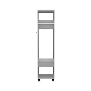 English Elm Cluster 63" Tall Wardrobe with Mirror, Shelves, Casters & Hanging Rod for Compact Room Organization White 42.2 L x 23.3 W x 5.2 H B200P240236