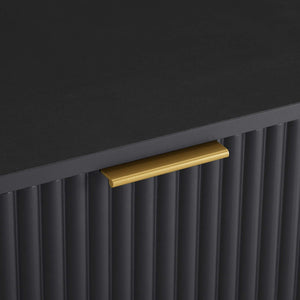 English Elm Dumbo 35" Fluted 3-Drawer Dresser with Gold Metal Legs, Glam Handles, Easy Snap Assembly Black B365P398118