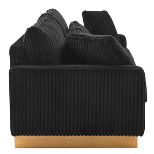 English Elm Modern Corduroy Upholstered Loveseat Sofa with Pocket Springs and Four Accent Pillows Black N763S000040B