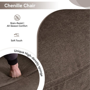 English Elm 019-160°recliner Plush Chenille Push Back Chair with Massage Heating for Seniors Brown W2636P286682