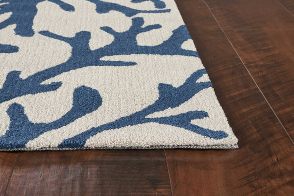 Homeroots 2' X 4' Ivory And Blue Area Rug - Stylish Accent For Living Spaces, Adds Warmth & Sophistication 2" X 4" Polyester 353397