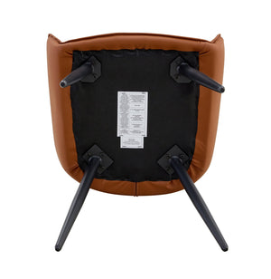 English Elm Dining Chairs Set Of 4 - Elegant Camel Faux Leather With Gold Mesh, Black Sanded Legs & Comfort Design W3493P356429