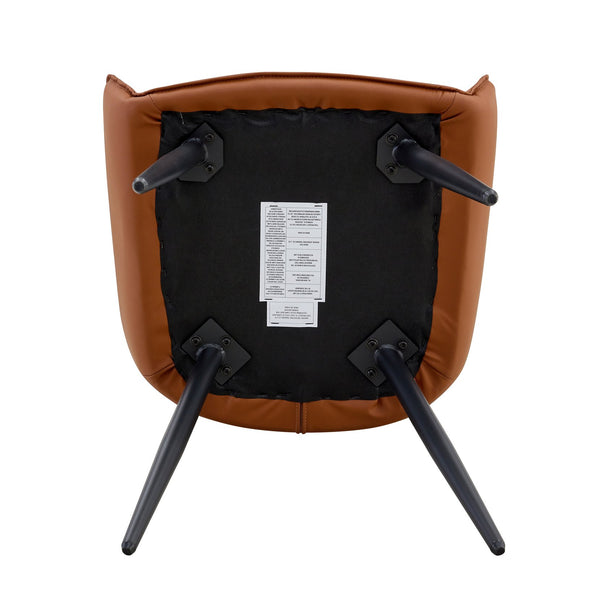 English Elm Dining Chairs Set Of 4 - Elegant Camel Faux Leather With Gold Mesh, Black Sanded Legs & Comfort Design W3493P356429