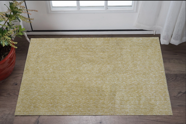 Homeroots 2' X 4' Polyester Yellow Heather Area Rug  Polyester 353415