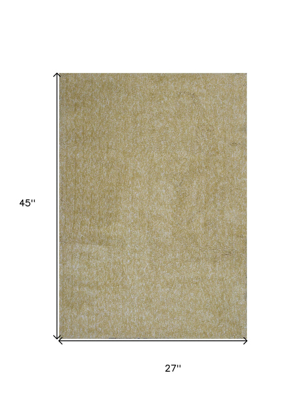 Homeroots 2' X 4' Polyester Yellow Heather Area Rug  Polyester 353415