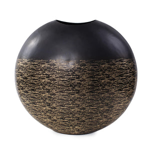 Howard Elliott Golden Thread Matte Vase With Intricate Golden Etchings For Stunning Home Décor And Elegance Black Iron 35343-howard-elliott