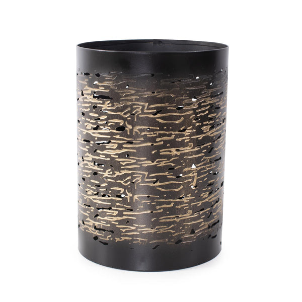 Howard Elliott Golden Thread Candle Holder With Elegant Golden Etchings - Perfect For Stylish Home Décor Black Iron 35345-howard-elliott