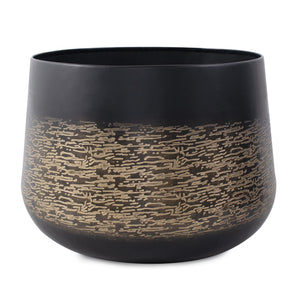 Howard Elliott Golden Thread Matte Black Vessel With Elegant Golden Etchings - A Stunning Statement Piece For Any Decor Black Iron 35347-howard-elliott