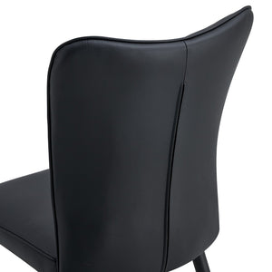 English Elm Modern Pu Leather Dining Chair Set of Six with Curved Back and Polished Metal Legs W1151P370776