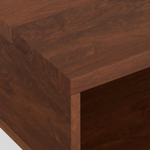 English Elm Hunter Lift-Top Coffee Table - Handcrafted Umber Brown & Gold Metal, Versatile Storage Solution For Any Space B136P158745