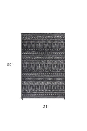 Homeroots 3' X 5' Gray Tribal Area Rug - Durable Polypropylene, Stylish Design For Walkways, Bedrooms & More! 3" X 5" Polypropylene 353521