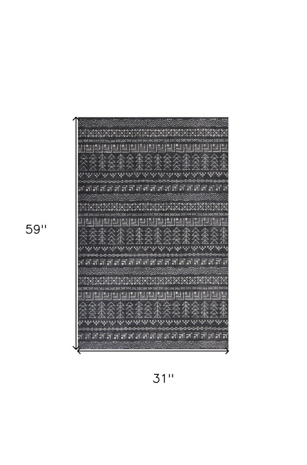 Homeroots 3' X 5' Gray Tribal Area Rug - Durable Polypropylene, Stylish Design For Walkways, Bedrooms & More! 3" X 5" Polypropylene 353521