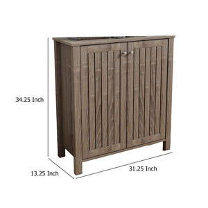 English Elm Shoe Storage Cabinet with Vented Slatted Doors Four Shelves Holds 20 Pairs B056P416992