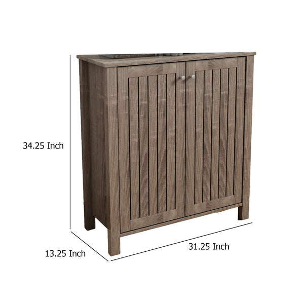 English Elm Shoe Storage Cabinet with Vented Slatted Doors Four Shelves Holds 20 Pairs B056P416992