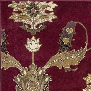 Homeroots 8' Red And Ivory Floral Runner Rug  Polypropylene 353585