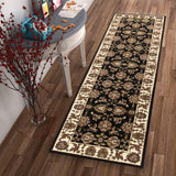 Homeroots 2' X 8' Black Or Ivory Traditional Bordered Rug  Polypropylene 353601