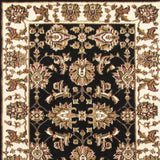 Homeroots 2' X 8' Black Or Ivory Traditional Bordered Rug  Polypropylene 353601