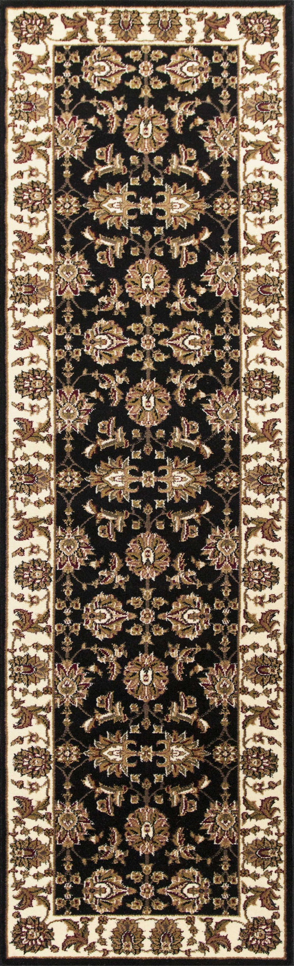 Homeroots 3' X 5' Black Ivory Machine Woven Floral Traditional Indoor Area Rug  Polypropylene 353602