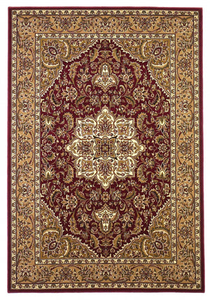 Homeroots 3' X 5' Red Beige Machine Woven Floral Medallion Indoor Area Rug  Polypropylene 353608