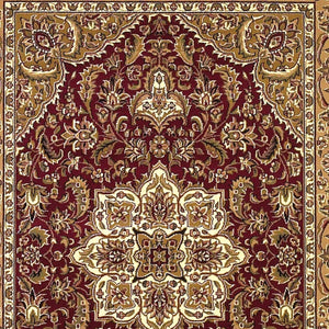 Homeroots 3' X 5' Red Beige Machine Woven Floral Medallion Indoor Area Rug  Polypropylene 353608