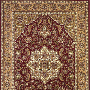 Homeroots 3' X 5' Red Beige Machine Woven Floral Medallion Indoor Area Rug  Polypropylene 353608