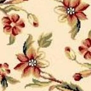 Homeroots 8' Ivory Green And Red Floral Vines Runner Rug  Polypropylene 353613
